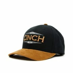 Outlet 🤩 Cinch Men's Black 3D Embroidered Logo Fitted Flex-Fit Ball Cap ⌛