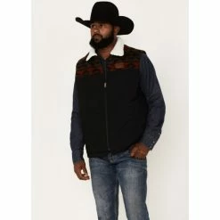 Wholesale 😍 Cinch Men's Sherpa Lined Quilted Southwestern Print Vest Black 🛒