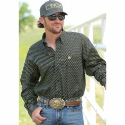 New 🧨 Cinch Men's Black 👓 Sunglasses Print Long Sleeve 👕 Shirt ⭐