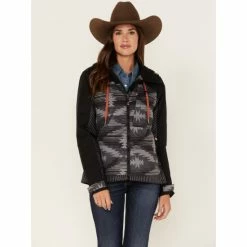 Buy ⌛ Cinch 👩 Women's Southwestern Stripe Ski 🧥 Coat Black 😍
