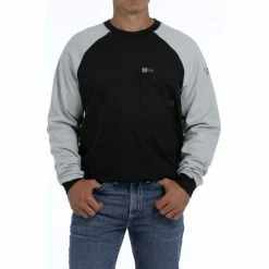 Wholesale β€οΈ Cinch Men's FR Black Flag Logo Raglan Long Sleeve Work π Shirt π