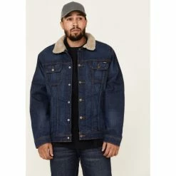 Hot Sale 🎁 Cinch Men's FR Stretch Denim Sherpa Lined Trucker Work Jacket Indigo ✨