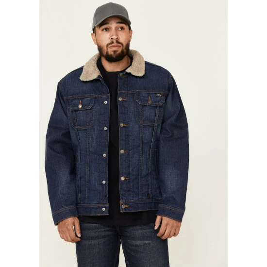 Hot Sale π Cinch Men's FR Stretch Denim Sherpa Lined Trucker Work Jacket Indigo β¨