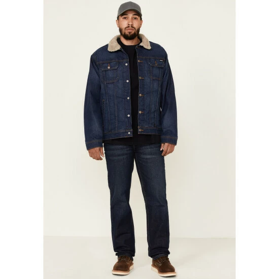 Hot Sale π Cinch Men's FR Stretch Denim Sherpa Lined Trucker Work Jacket Indigo β¨ - Image 2