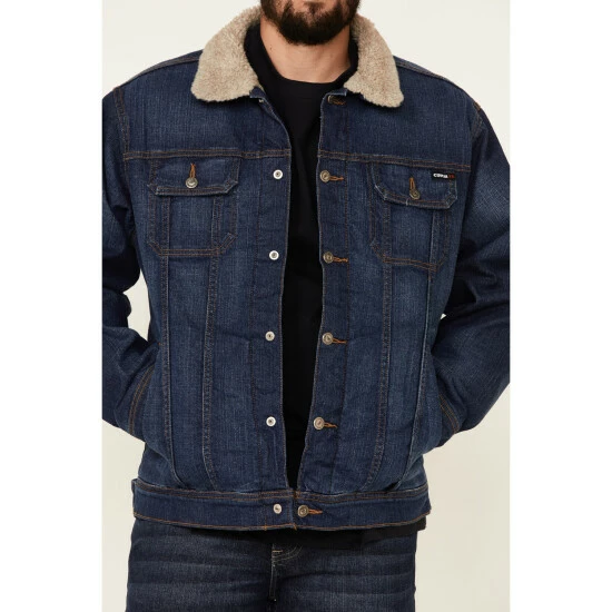 Hot Sale π Cinch Men's FR Stretch Denim Sherpa Lined Trucker Work Jacket Indigo β¨ - Image 3