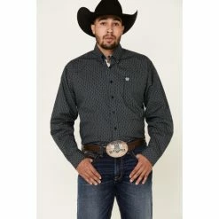 Buy π― Cinch Men's Black Geo Print Button Long Sleeve Western π Shirt β¨
