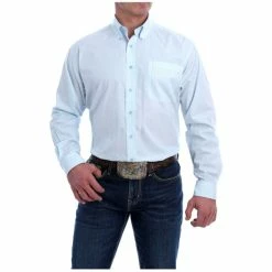 Buy β Cinch Men's Diamond Geo Print Long Sleeve Button-Down Western π Shirt Light Blue π