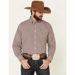 Cheap 🥰 Cinch Men's White Floral Geo Print Long Sleeve Western 👕 Shirt 🔥