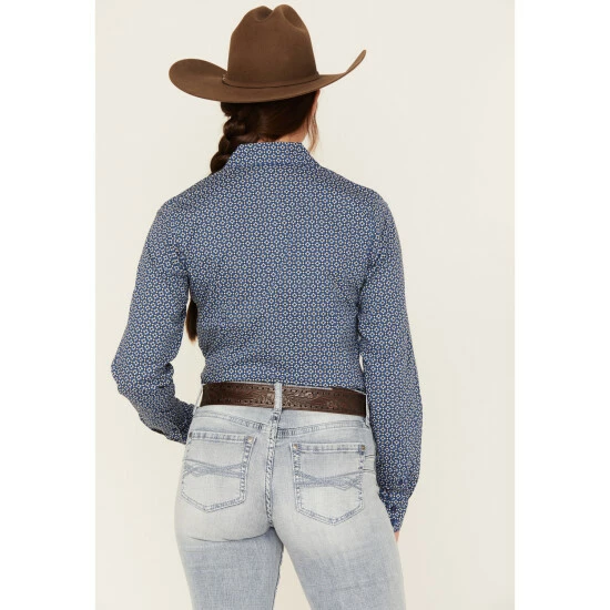 Brand new π Cinch π© Women's Geo Print Long Sleeve Button-Down Western Core π Shirt Navy β€οΈ - Image 4