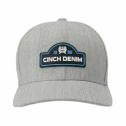 Buy 🎉 Cinch Men's Heather Grey Raised Rubber Logo Patch Flex-Fit Ball Cap Light Blue 💯