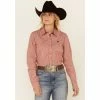 Cheapest 😉 Cinch 👩 Women's Orange Stripe Stretch Long Sleeve Button-Down Western Core 👕 Shirt 🔥