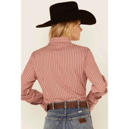 Cheapest π Cinch π© Women's Orange Stripe Stretch Long Sleeve Button-Down Western Core π Shirt π₯ - Image 4