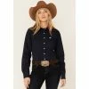 Buy ⌛ Cinch 👩 Women's Solid Navy Long Sleeve Button-Down Western Core 👕 Shirt 🧨