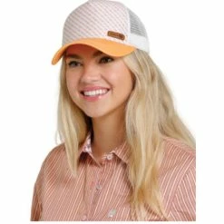 Cheap 👍 Cinch 👩 Women's Orange Faux Leather Logo Mesh-Back Trucker Cap 🛒
