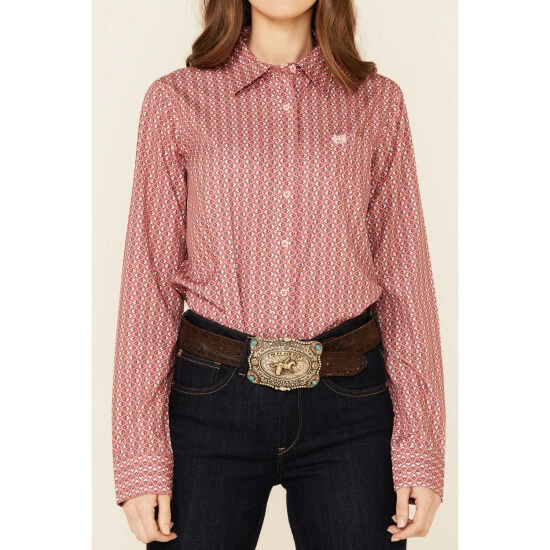 Discount π Cinch π© Women's Arena Flex Pink Arrow Geo Print Long Sleeve Button-Down Western Core π Shirt βοΈ - Image 3