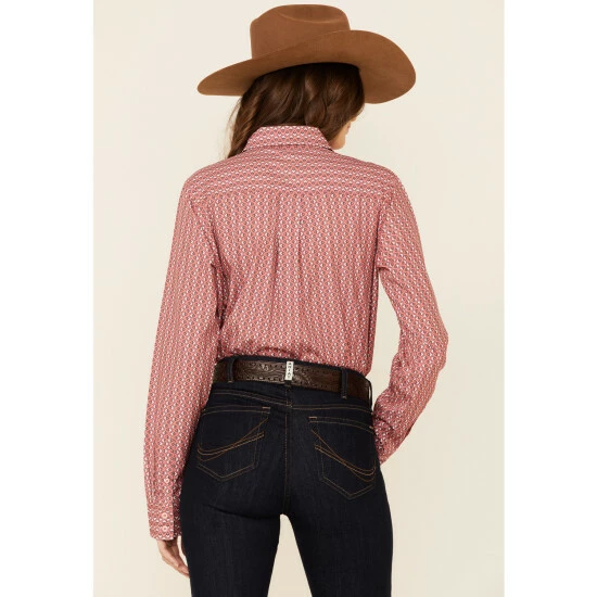 Discount π Cinch π© Women's Arena Flex Pink Arrow Geo Print Long Sleeve Button-Down Western Core π Shirt βοΈ - Image 4