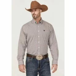 Buy π Cinch Men's Medallion Geo Print Long Sleeve Button-Down Western π Shirt White β