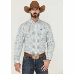 New 🛒 Cinch Men's Small Floral Western 👚 Shirt White 💯