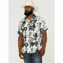 Hot Sale 😀 Cinch Men's Camp Aloha Floral Western 👚 Shirt Light Blue 👍