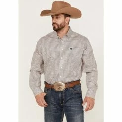 Cheap βοΈ Cinch Men's Zig-Zag Pink Print Long Sleeve Button-Down Western π Shirt βοΈ