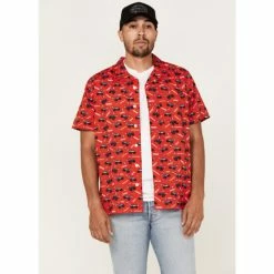 Flash Sale 🔥 Cinch Men's Camp Trailblazer Red Truck Print Short Sleeve Button-Down Western 👕 Shirt ⭐