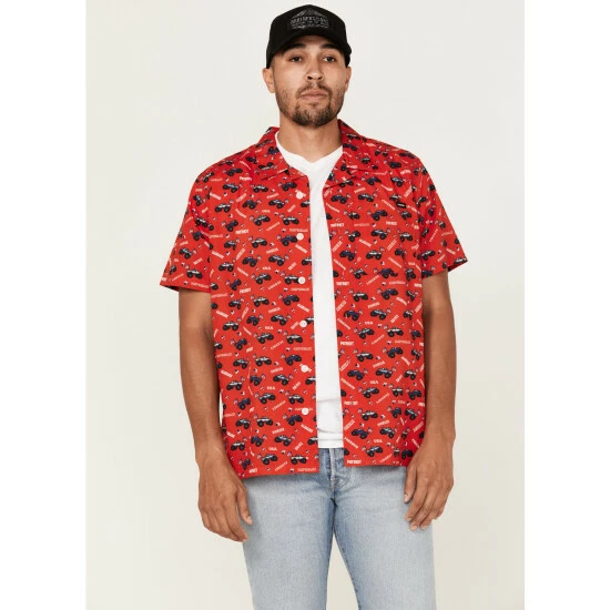Flash Sale π₯ Cinch Men's Camp Trailblazer Red Truck Print Short Sleeve Button-Down Western π Shirt β