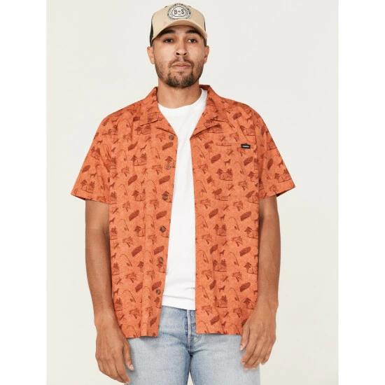 Cheapest π Cinch Men's Camp Trailblazer All-Over Beach Print Short Sleeve Button-Down Western π Shirt Orange π