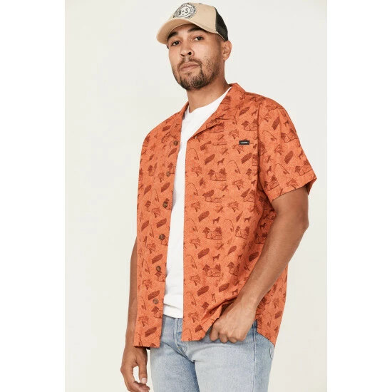 Cheapest π Cinch Men's Camp Trailblazer All-Over Beach Print Short Sleeve Button-Down Western π Shirt Orange π - Image 2