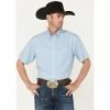 Budget ✔️ Cinch Men's Arena Flex Light Blue Small Check Short Sleeve Western 👚 Shirt 💯