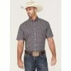 Discount 😉 Cinch Men's Arena Flex Geo Print Short Sleeve Button-Down Western 👚 Shirt Navy 🧨