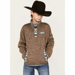 Discount ✨ Cinch Boys' Serape Trim Knit Pullover Brown 🔥