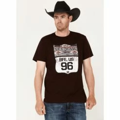 Cheap ⭐ Cinch Men's Camp Yee-Haw Route 96 Sign Graphic T-Shirt Burgundy ❤️
