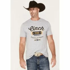 Cheapest 👏 Cinch Men's Pioneers & Patriots Logo Graphic T-Shirt Heather Grey 🔔