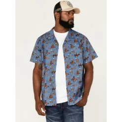 Cheap 🥰 Cinch Men's Camp Yee-Haw All-Over Print Button-Down Western 👚 Shirt Blue 🥰
