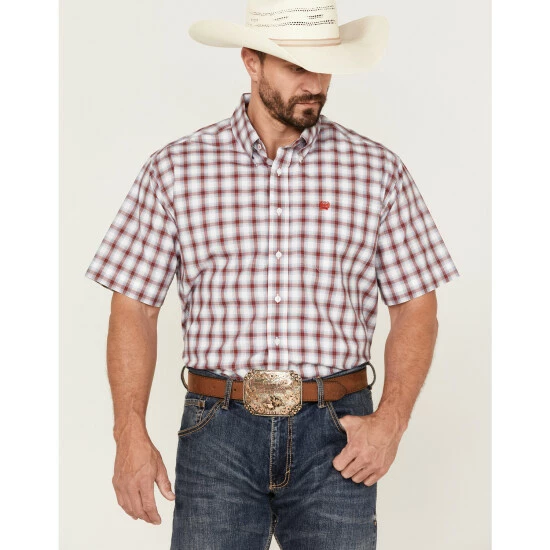 Flash Sale π Cinch Men's Plaid White Short Sleeve Button-Down Western π Shirt π