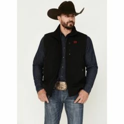 Flash Sale ⌛ Cinch Men's Logo Patriotic Softshell Vest Black ⭐