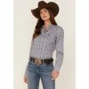 Flash Sale 🌟 Cinch 👩 Women's Tile Print Long Sleeve Button-Down Western 👚 Shirt Purple 😉