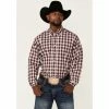 Promo 😉 Cinch Men's Purple Plaid Long Sleeve Button-Down Western 👕 Shirt 🎁