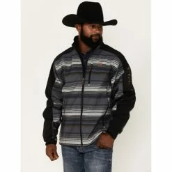 Hot Sale ✨ Cinch Men's Stripe Embroidered Logo Softshell Jacket Black 🎁