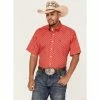 New 🤩 Cinch Men's Diamond Geo Print Short Sleeve Button-Down Western 👕 Shirt Red 🧨