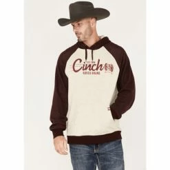 Buy β Cinch Men's Rodeo Brand Embroidered Logo Hooded Sweatshirt Beige/khaki βοΈ