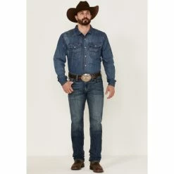 Hot Sale ⭐ Cinch Men's Jesse Medium Stonewash Performance Stretch Slim Straight 👖 Jeans Indigo 👏