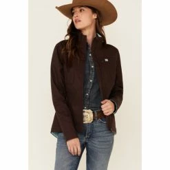 Flash Sale 🧨 Cinch 👩 Women's Brown Logo Bonded Concealed Carry Zip-Front Jacket ⭐