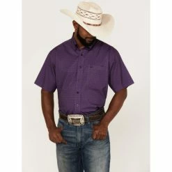Best reviews of ⌛ Cinch Men's Arena Flex Purple Geo Print Short Sleeve Button-Down Western 👚 Shirt 🥰