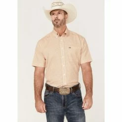 Brand new ✨ Cinch Men's Arena Flex White & Orange Geo Print Short Sleeve Button-Down Western 👕 Shirt 🛒