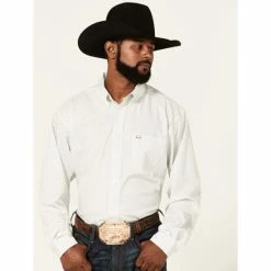 Wholesale ✨ Cinch Men's Arena Flex Geo Print Long Sleeve Button-Down Western 👕 Shirt White 🔔