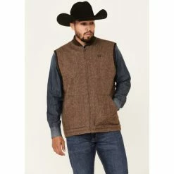 Best deal 👍 Cinch Men's Wool Canvas Reversible Zip-Front Vest Brown 🎉