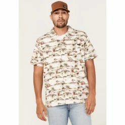 Coupon 🎉 Cinch Men's Camp Aloha Cream Floral Print Short Sleeve Button-Down Western 👕 Shirt ✨