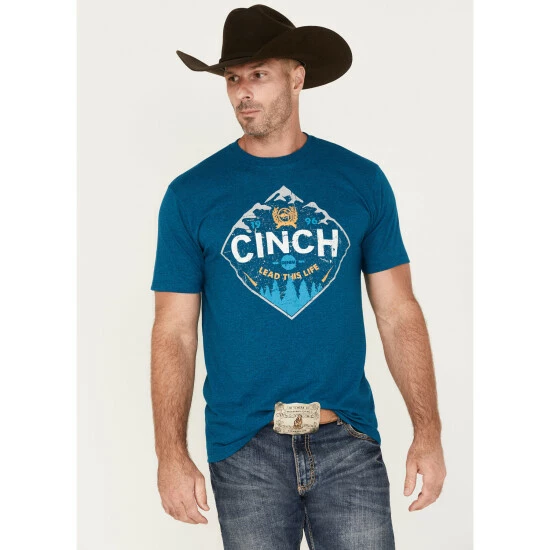New π Cinch Men's Lead This Life Logo Graphic T-Shirt Teal π