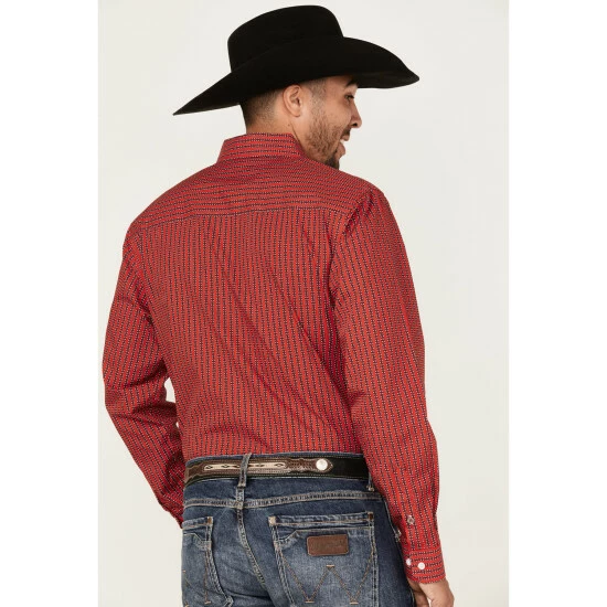 Outlet β€οΈ Cinch Men's Modern Fit Red Check Geo Print Long Sleeve Button-Down Western π Shirt β - Image 4